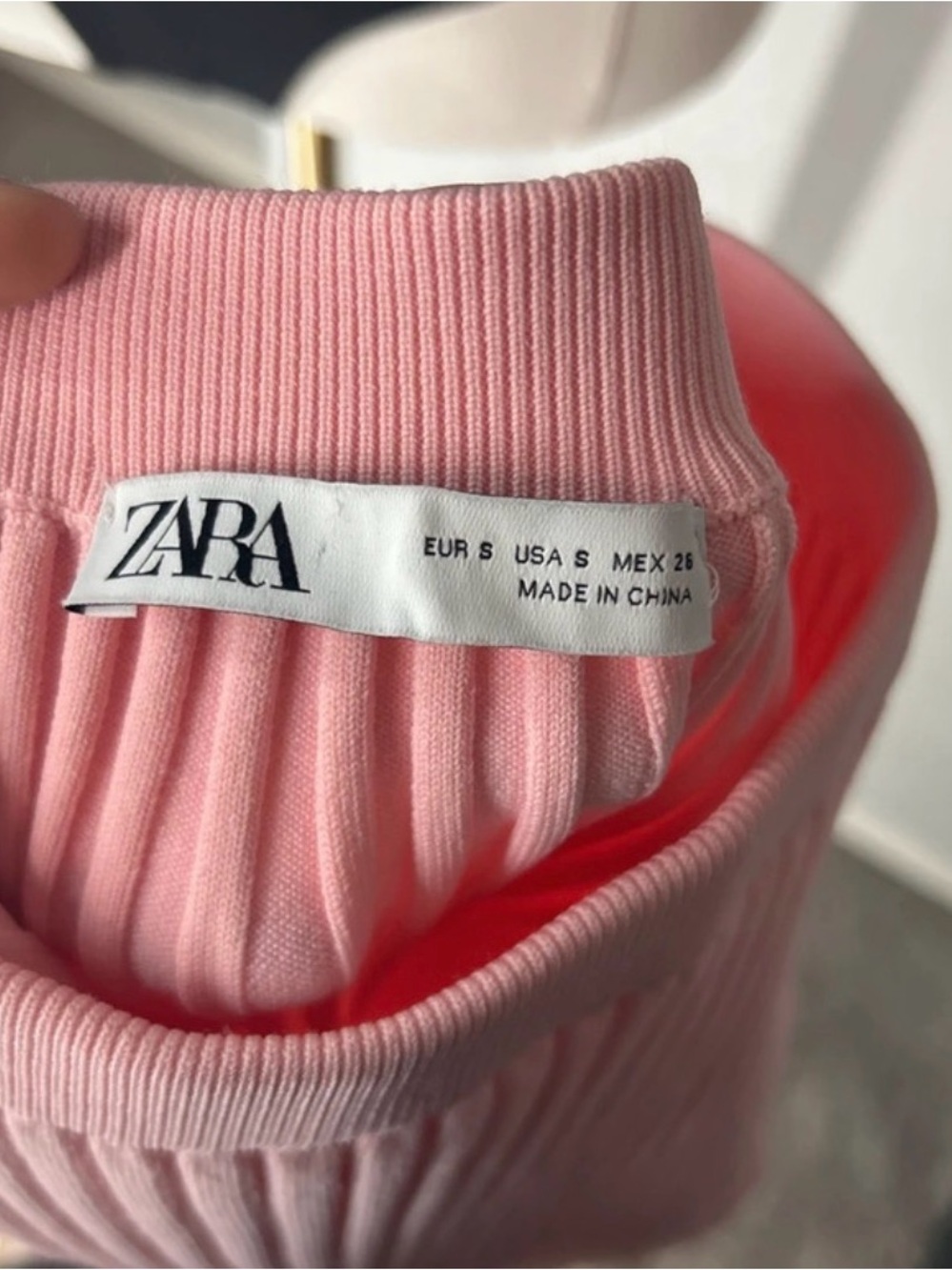 Zara Light baby Pink Ribbed Knit Midi Skirt S - Picture 2 of 2